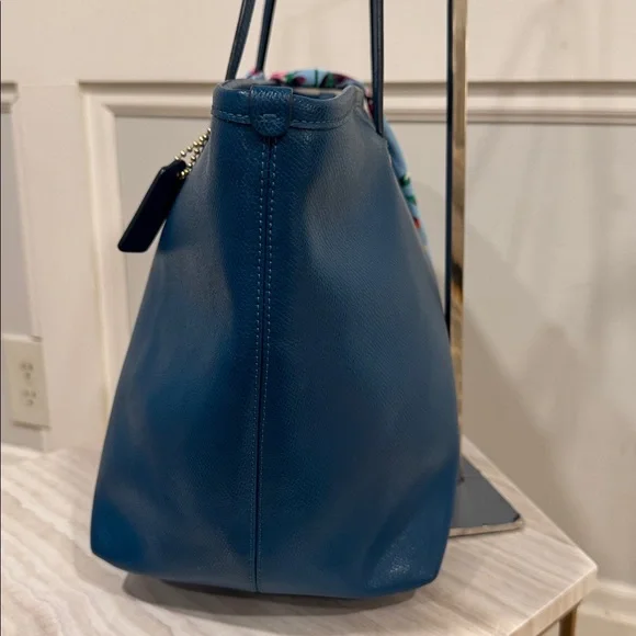Coach Taxi Teal Leather Tote Bag - Picture 6 of 17